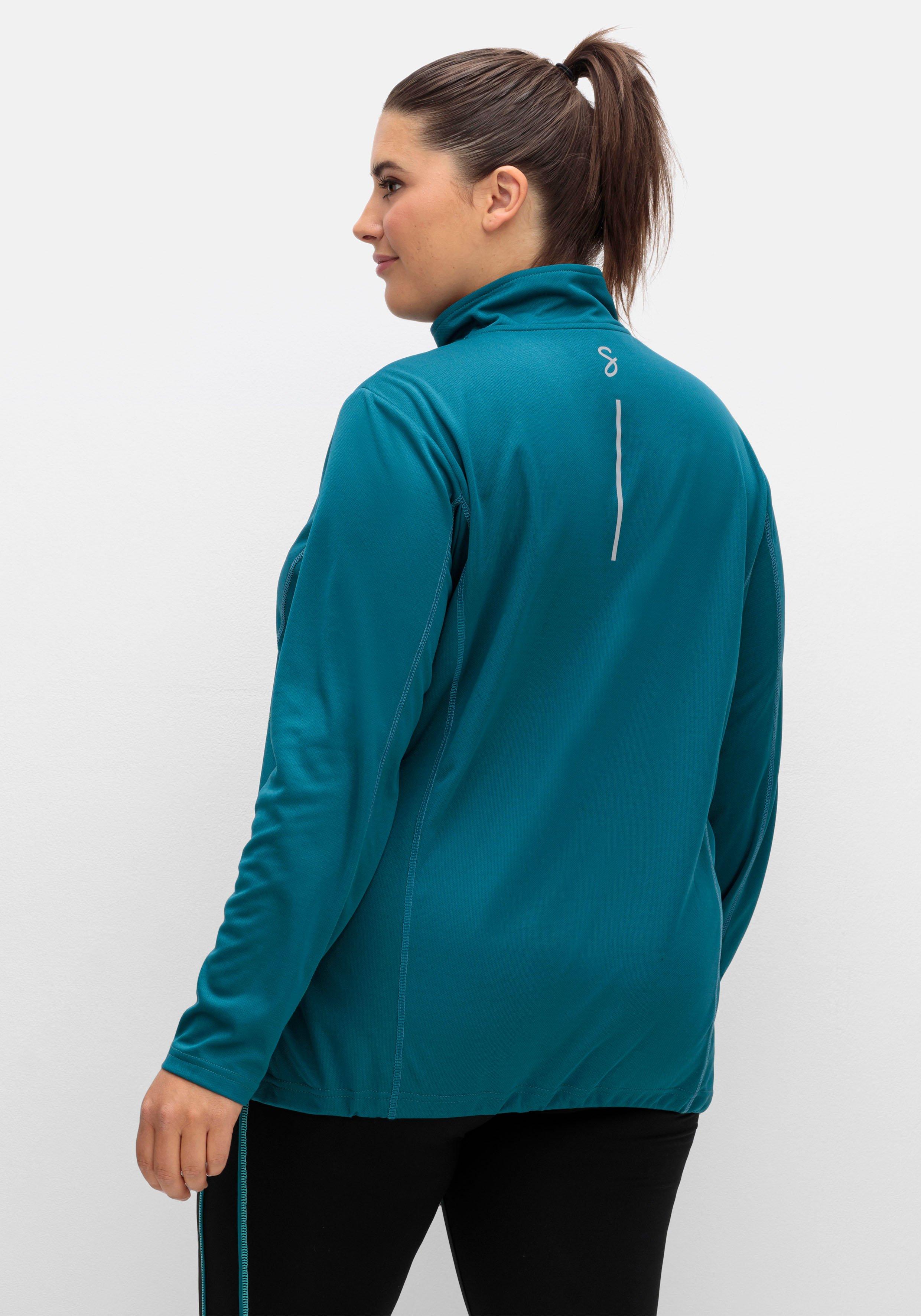 Funktionsshirt mit Troyerkragen und Saum-Gummizug