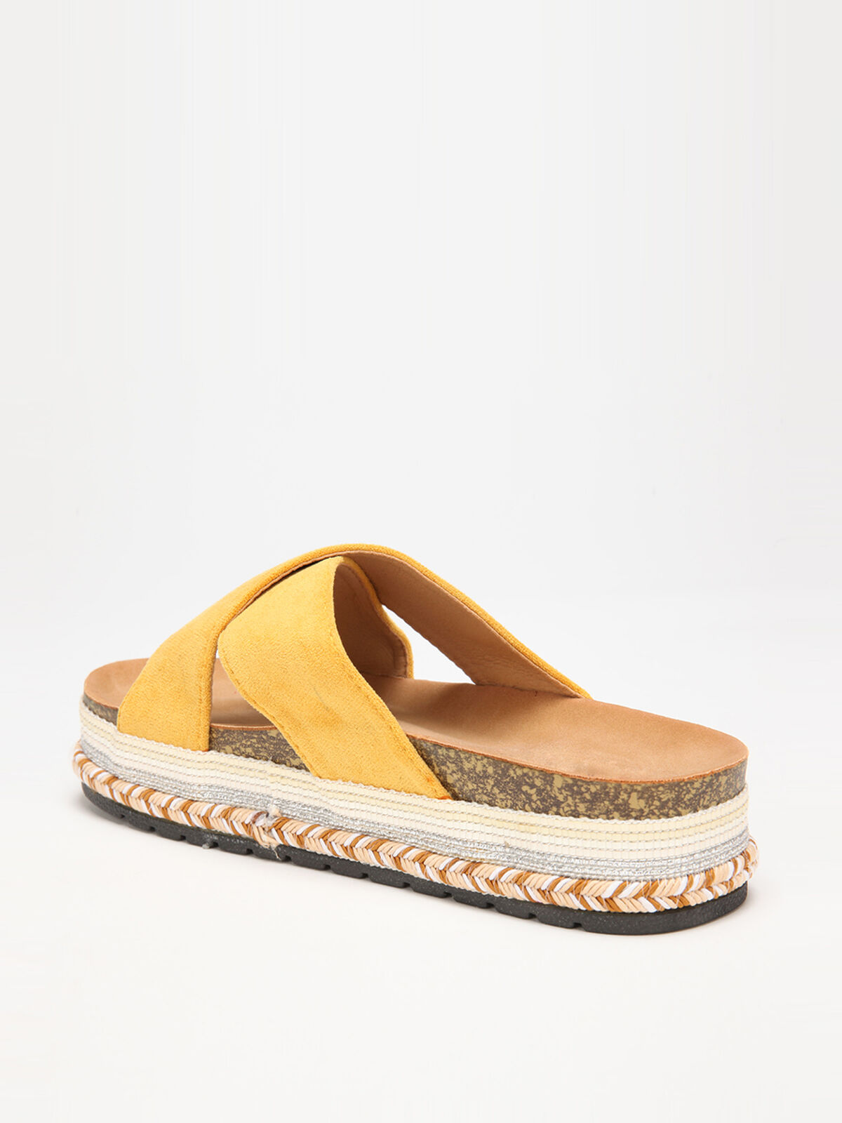 Mules en suédine à plateforme fantaisie- Jaune