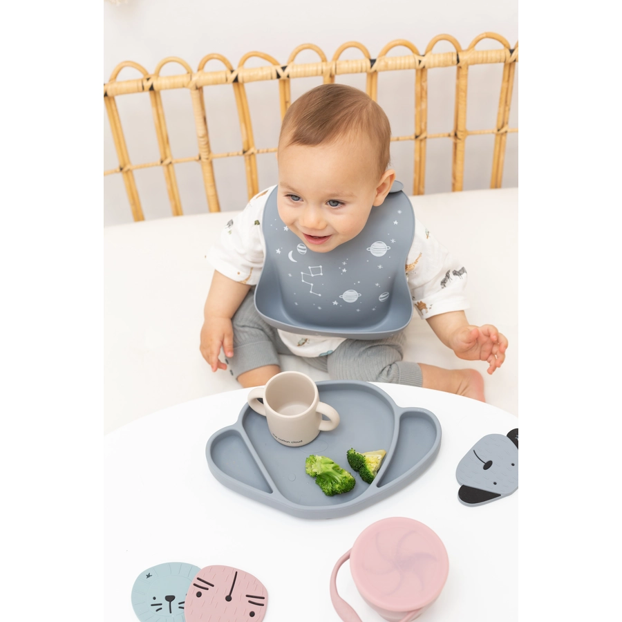 the cotton cloud Teller mit Saugfuss aus Silikon Milo Storm Grey
