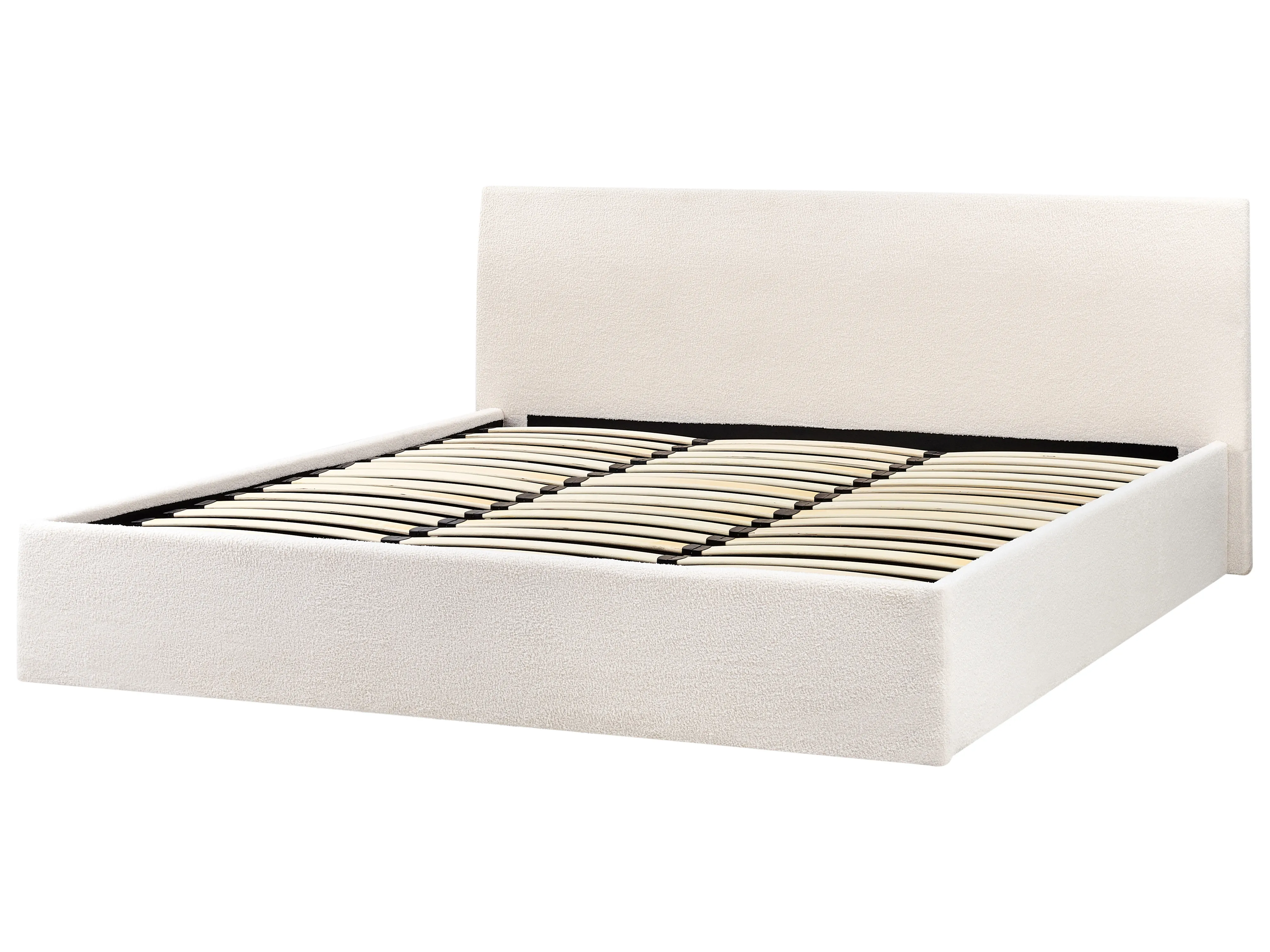 Bed met opbergruimte Bouclé ORBEY 180 x 200 cm Gebroken wit