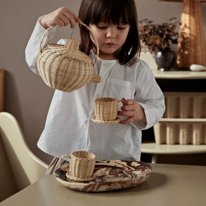 Ferm Living - Rattan Teeset, natur (3er-Set)