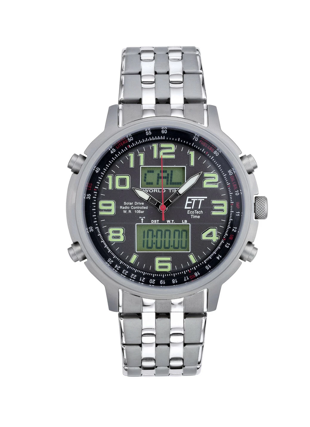 ETT-Funk-Solar-Herrenuhr mit Edelstahlbandgehäuse
