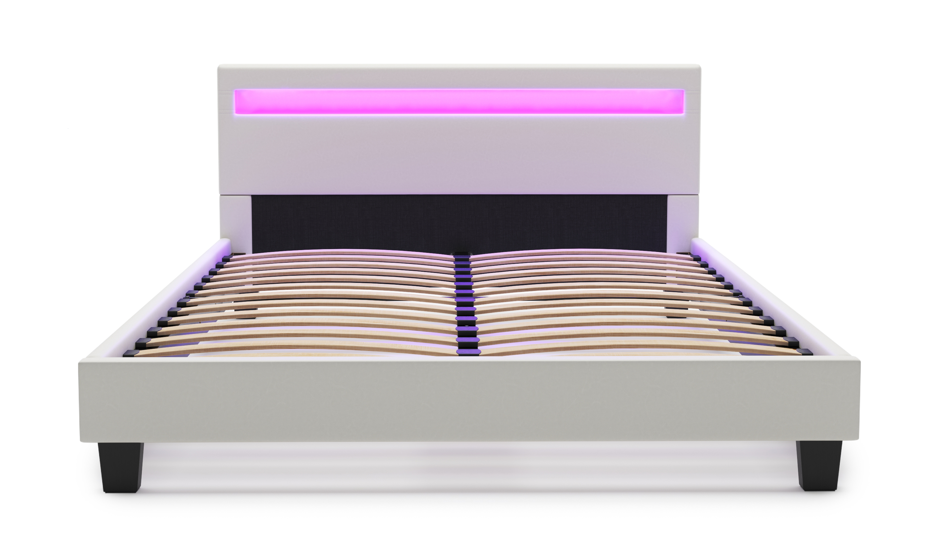 Lederbett LED DREAM 140 x 200 cm weiss