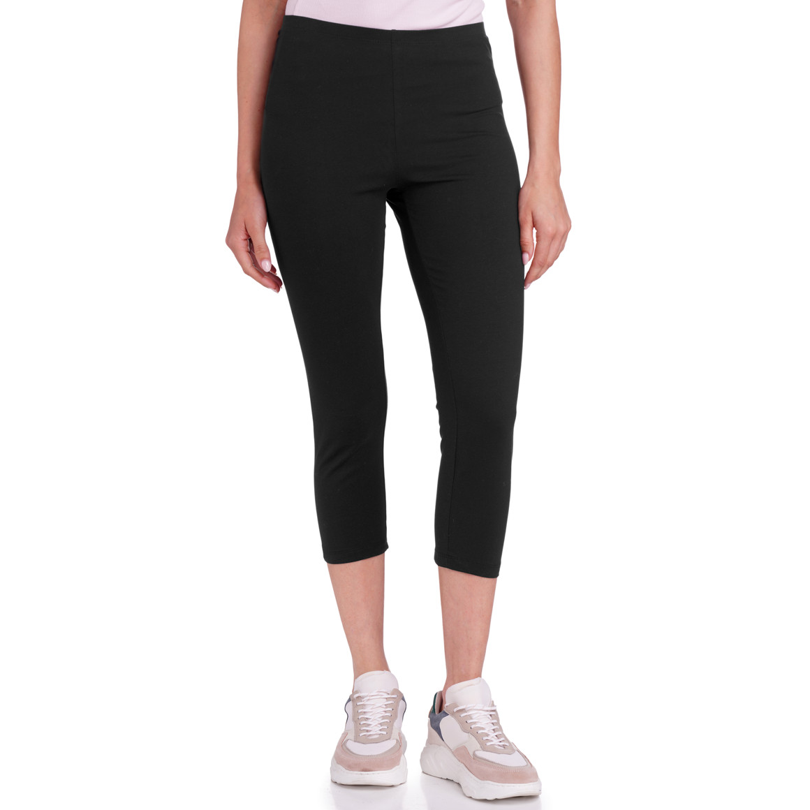 Famy 2 Damen 3/4-Leggings unifarben schwarz