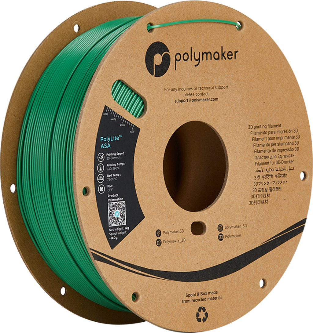 Polymaker  PolyLite ASA Green, 1,75 mm / 1000 g    Die Alternative zu ABS Filament