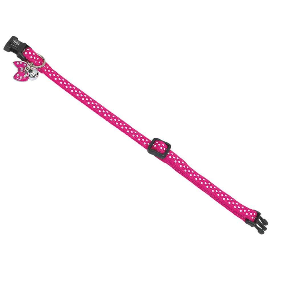 Collier chat pois rose 20-30cm x 10mm