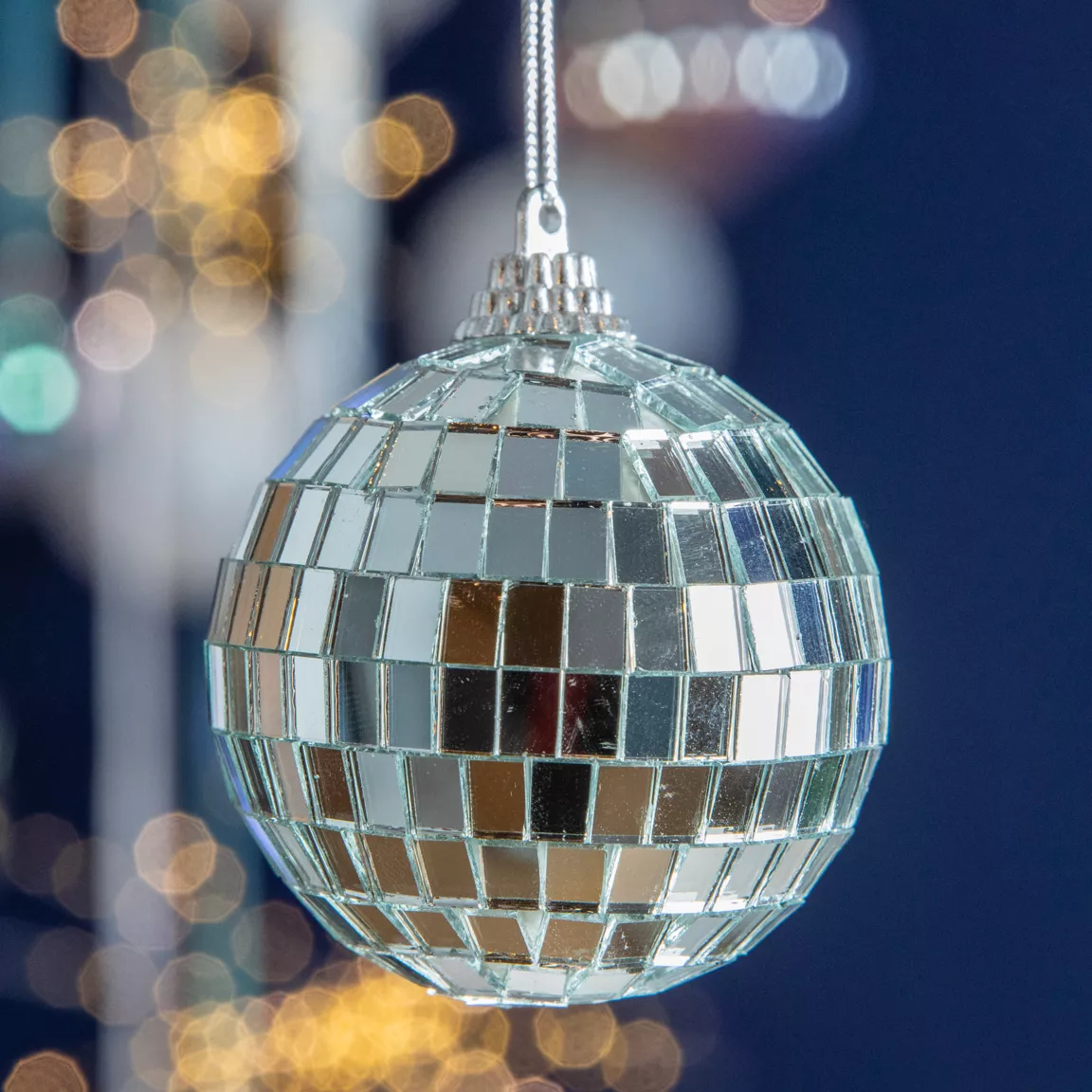 Lot de 24 boules de Noël (D60 mm) Disco facette Argent