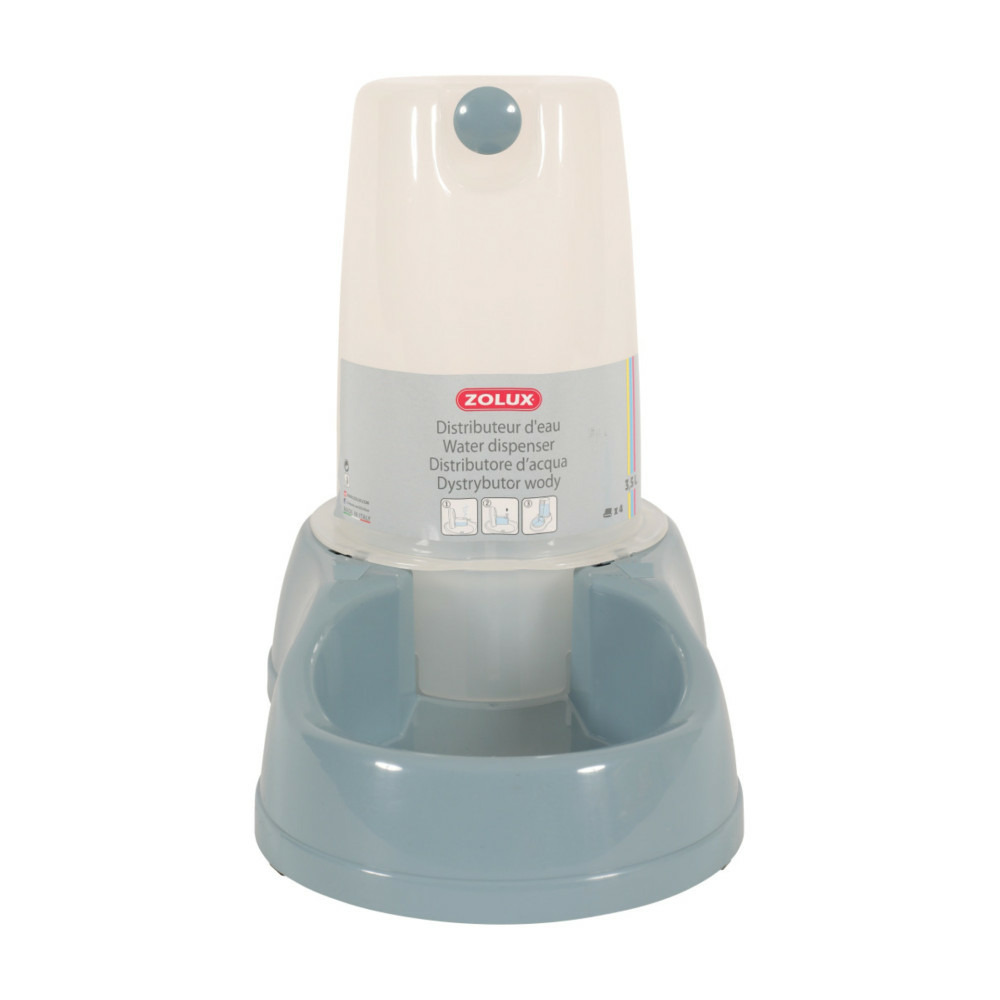 Distributeur d'eau 3.5 litres, bleu en plastique, pour chien ou chat