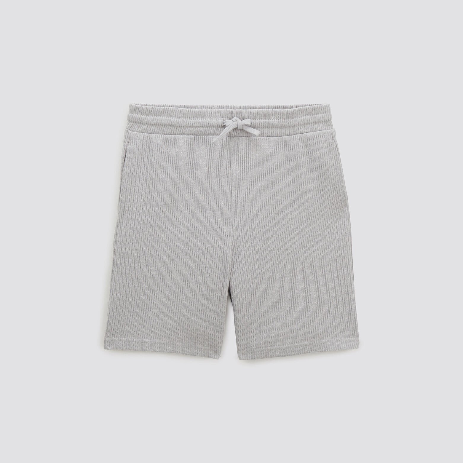 Short en maille matière gaufrée Gris clair