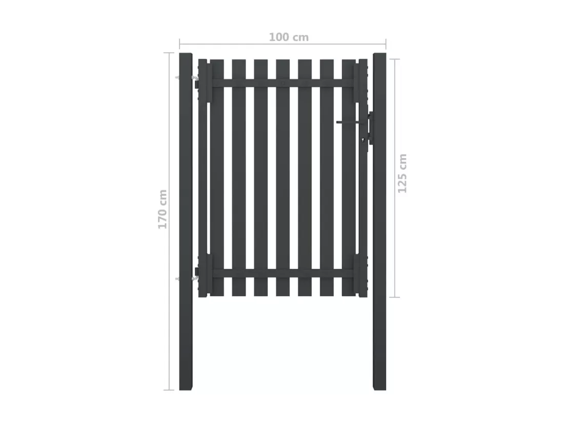 Portail de cl?ture de jardin Acier 1x1,7 m Anthracite
