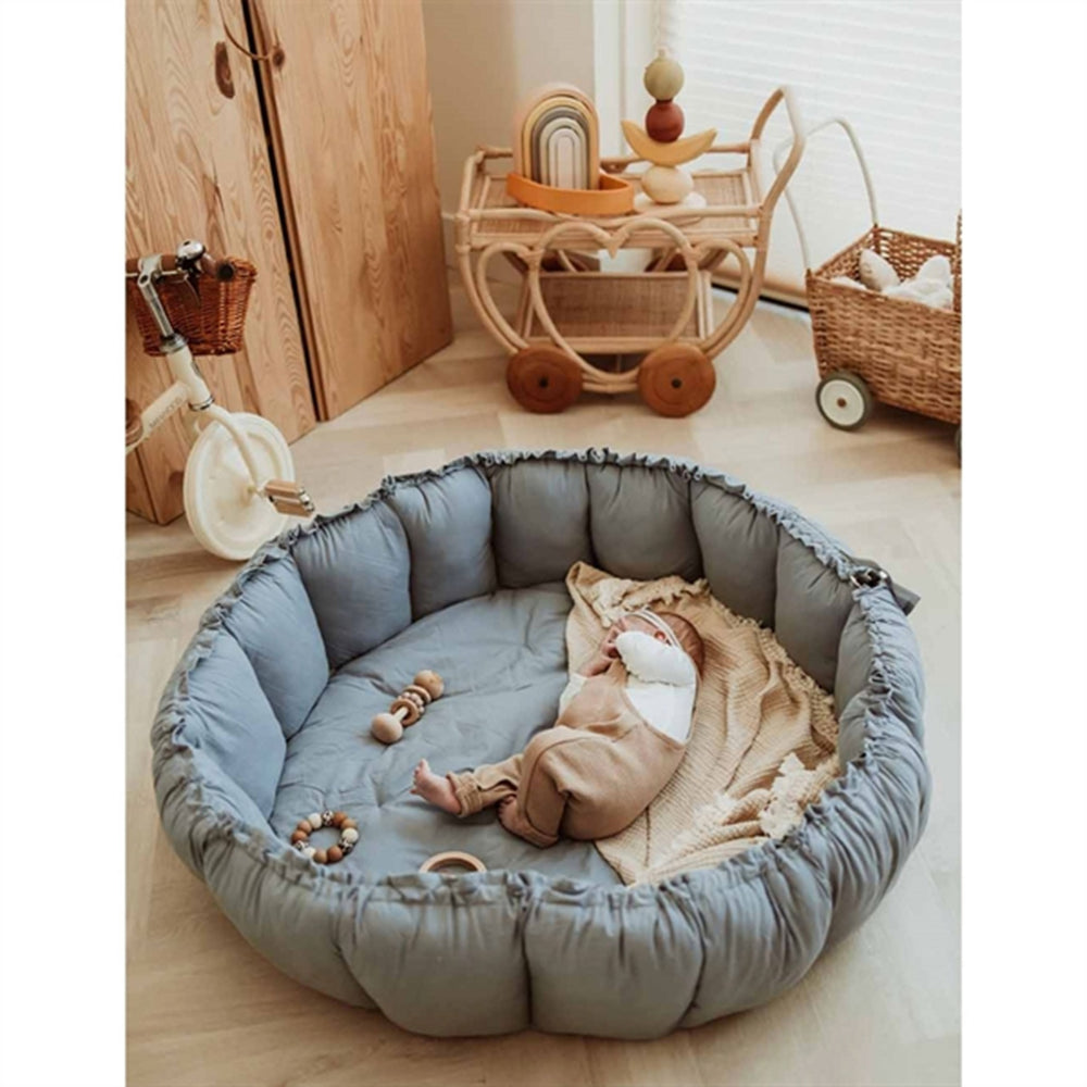 3-i-1 Legetæppe Organic Bloom Dusty Blue