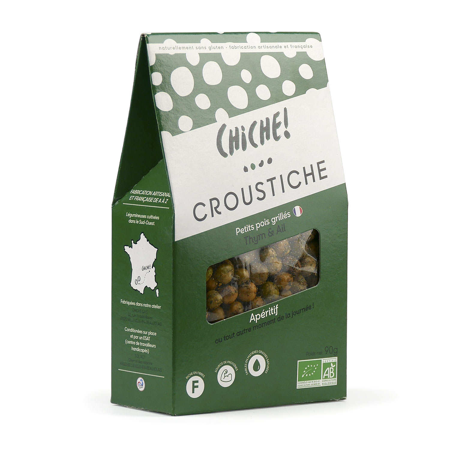 Croustiche Thym et Ail - Petit pois bio grillés à croquer