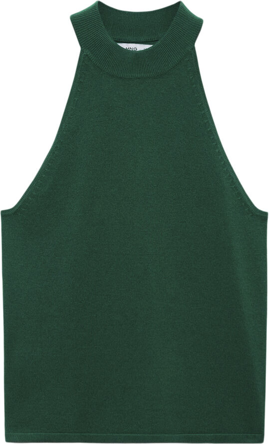 MANGO Halter-neck knitted top Dark green