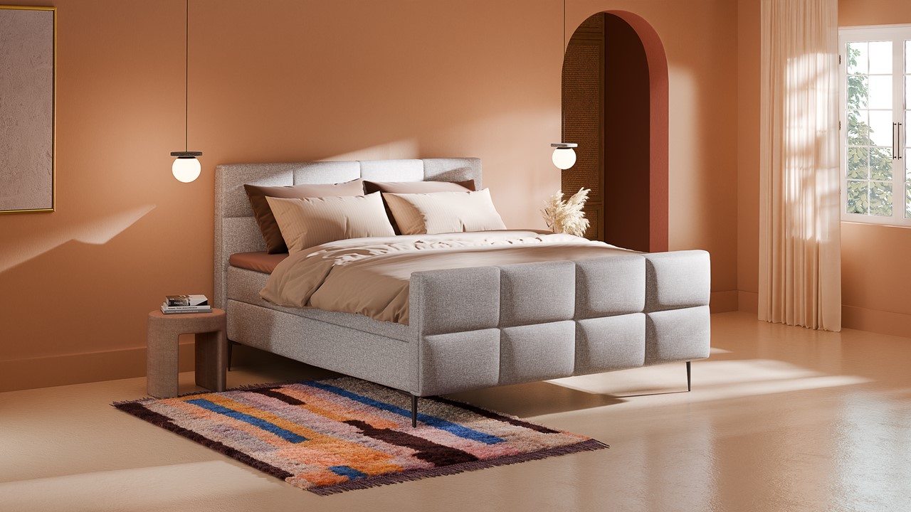 Boxspring Crystal - Linen touch light grey