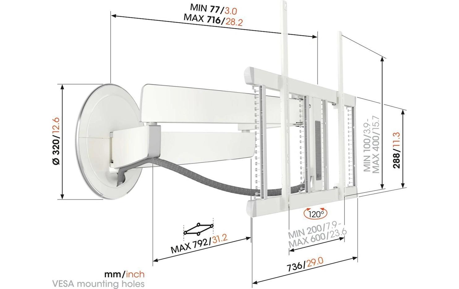 Wandhalterung TVM 7655 Weiss<br>Vogel's TVM 7655 195.6 cm (77