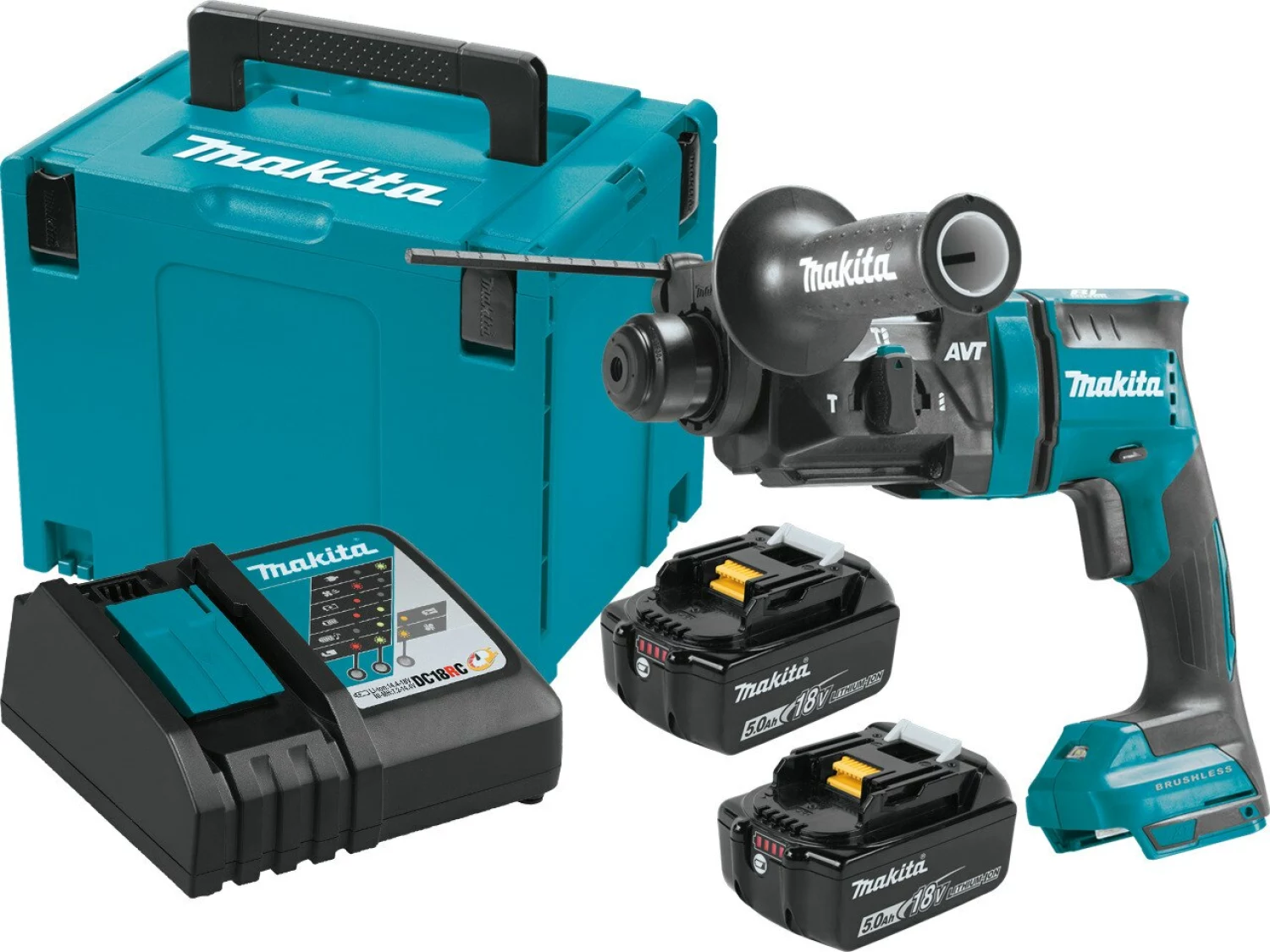 Makita DHR182RTJ 18V Li-Ion accu SDS-plus combihamer set (2x 5.0Ah accu) - 1,7J - koolborstelloos