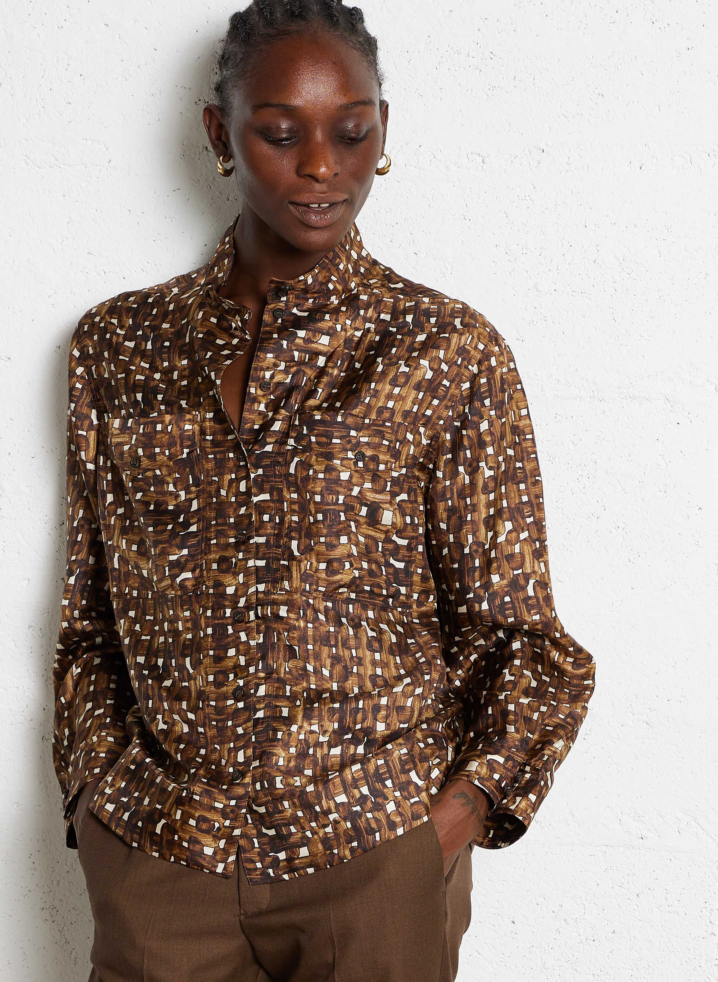 BLOSSOM - Chemise droite imprimée en soie | Multicolore