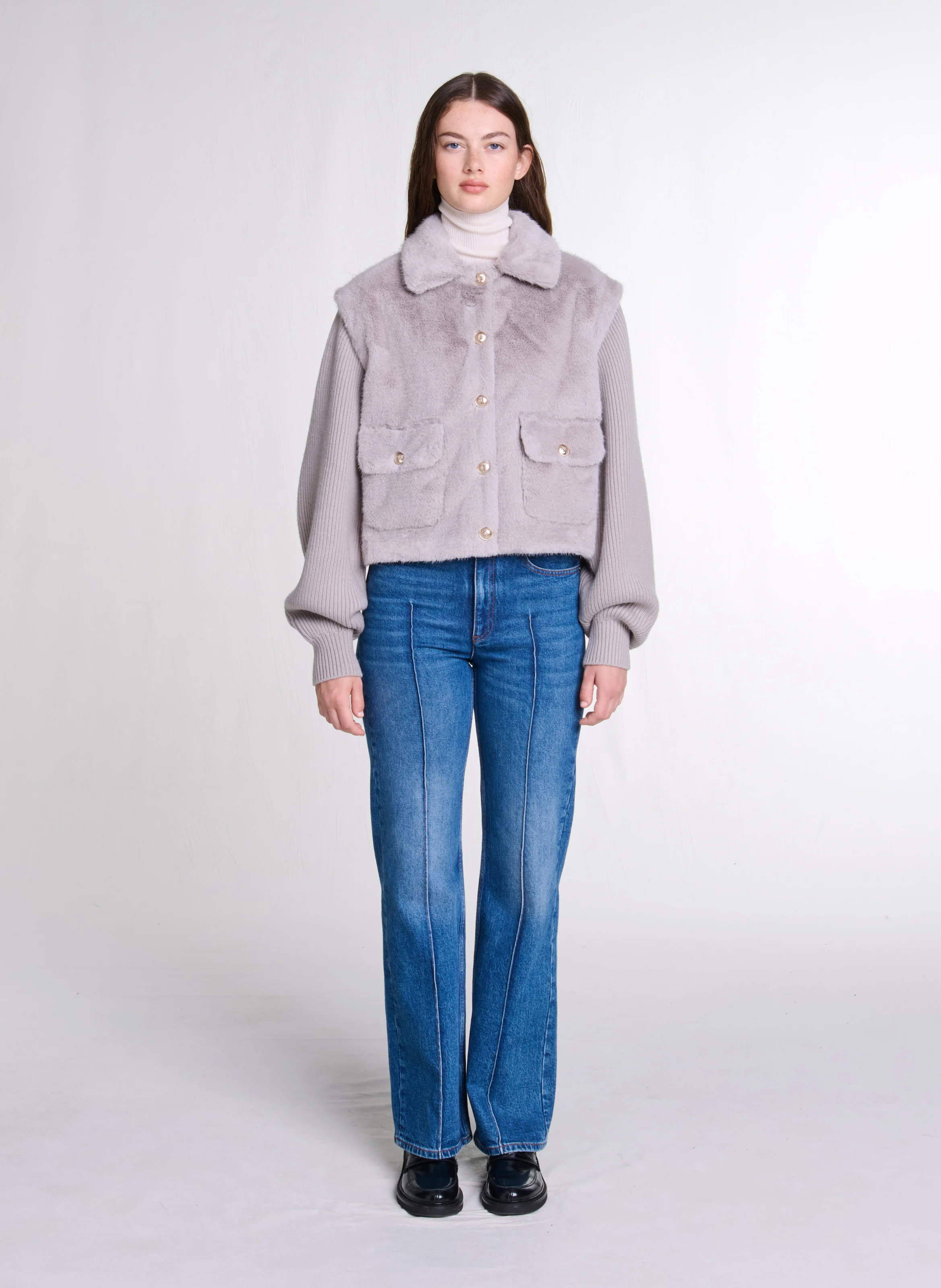 Veste droite col classique| Gris
