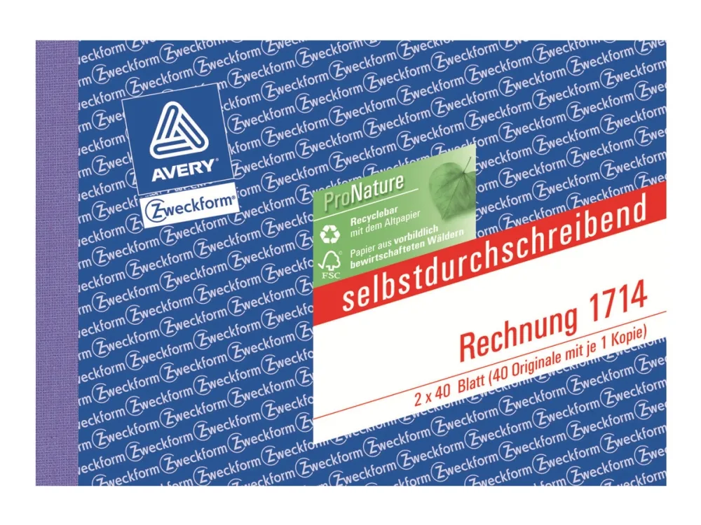 Avery Zweckform - Fakturablanket - 40 ark - A6 - landskab - duplikat - karbonfri