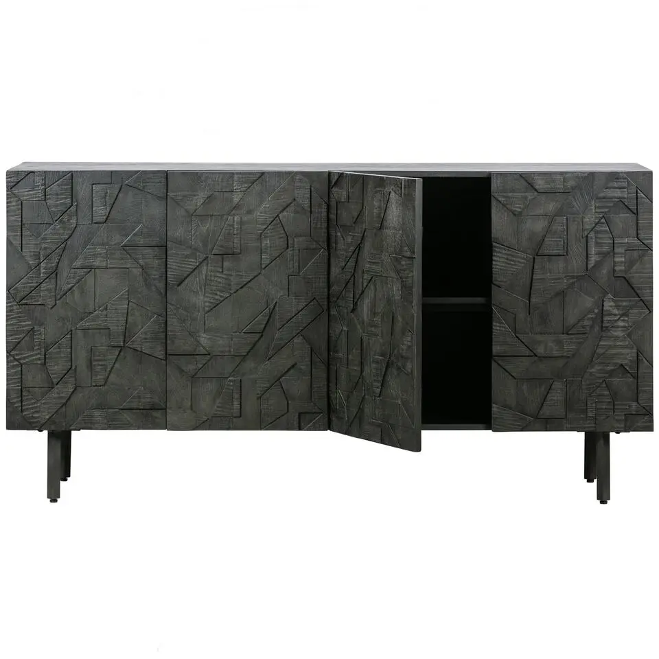 WOOOD Counter Dressoir - Hout - Zwart - 83x160x40
