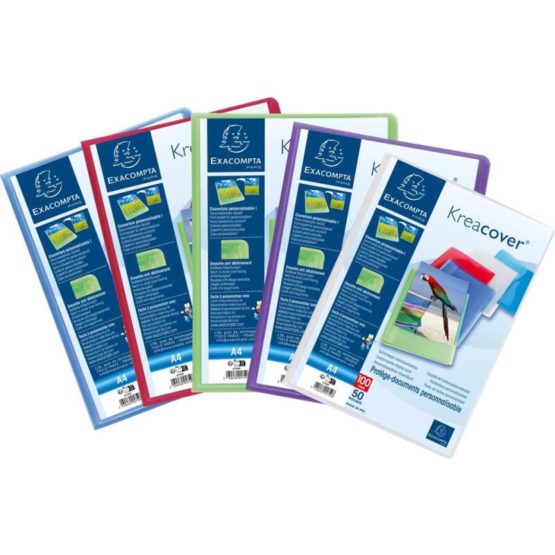 Protège-documents polypropylène semi rigide Kreacover® Chromaline 50 pochettes - 100 vues - A4