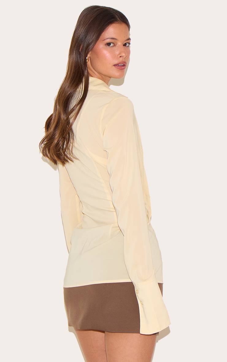 Pale Yellow Chemise Ajustée En Mousseline