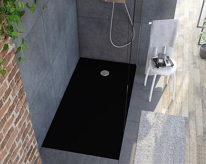 Receveur de douche 80 x 160 cm, noir, Allibert Karbon