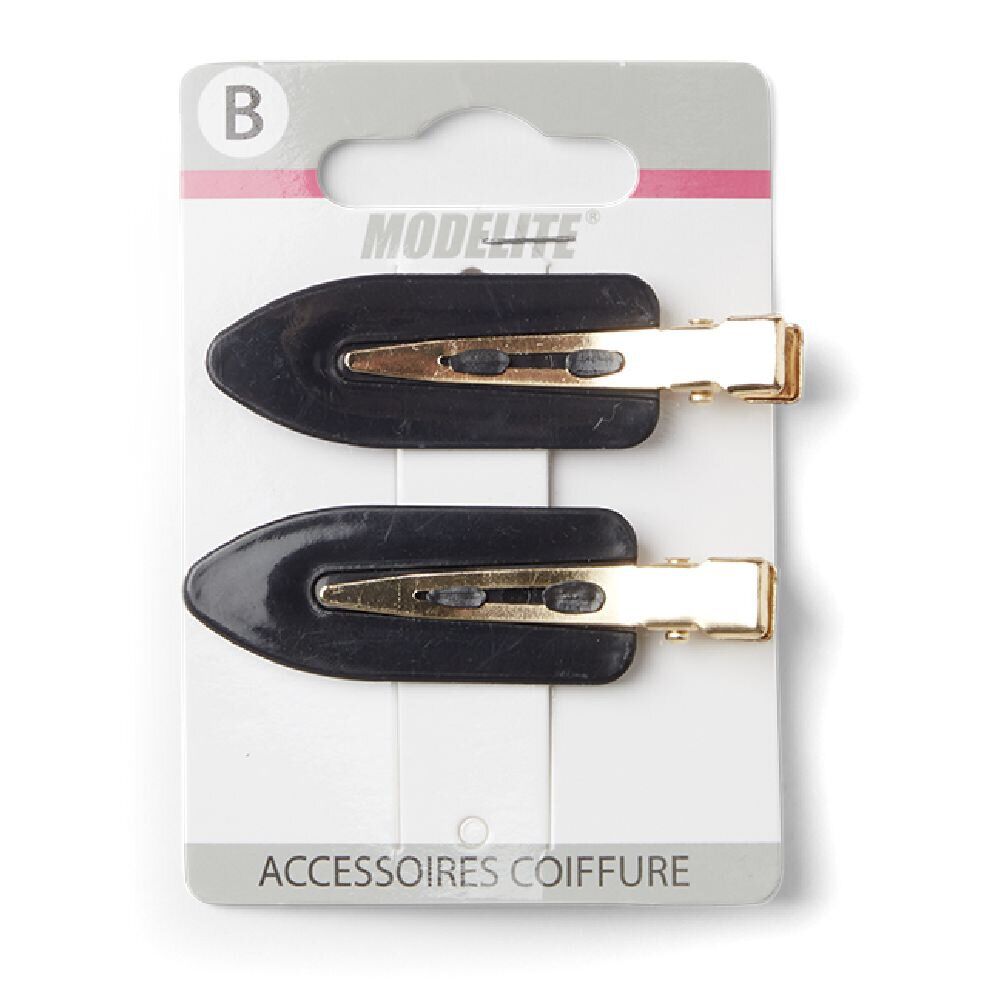 Lot de 2 barrettes à cheveux plates clic-clac noir et doré