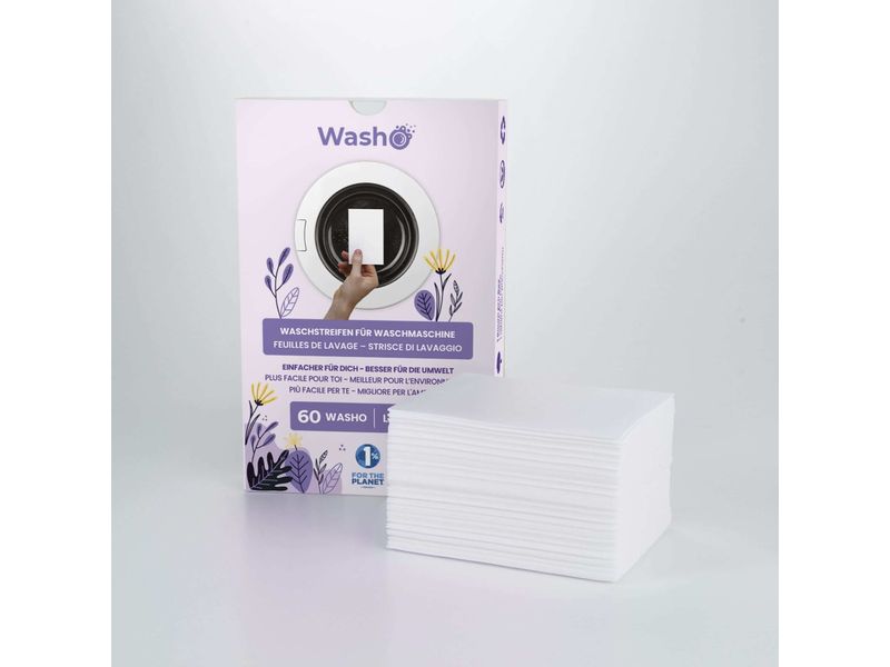 Washo Waschstreifen Lavendel 60 Stück Praktische Waschmittelstreifen mit blumigem Duft