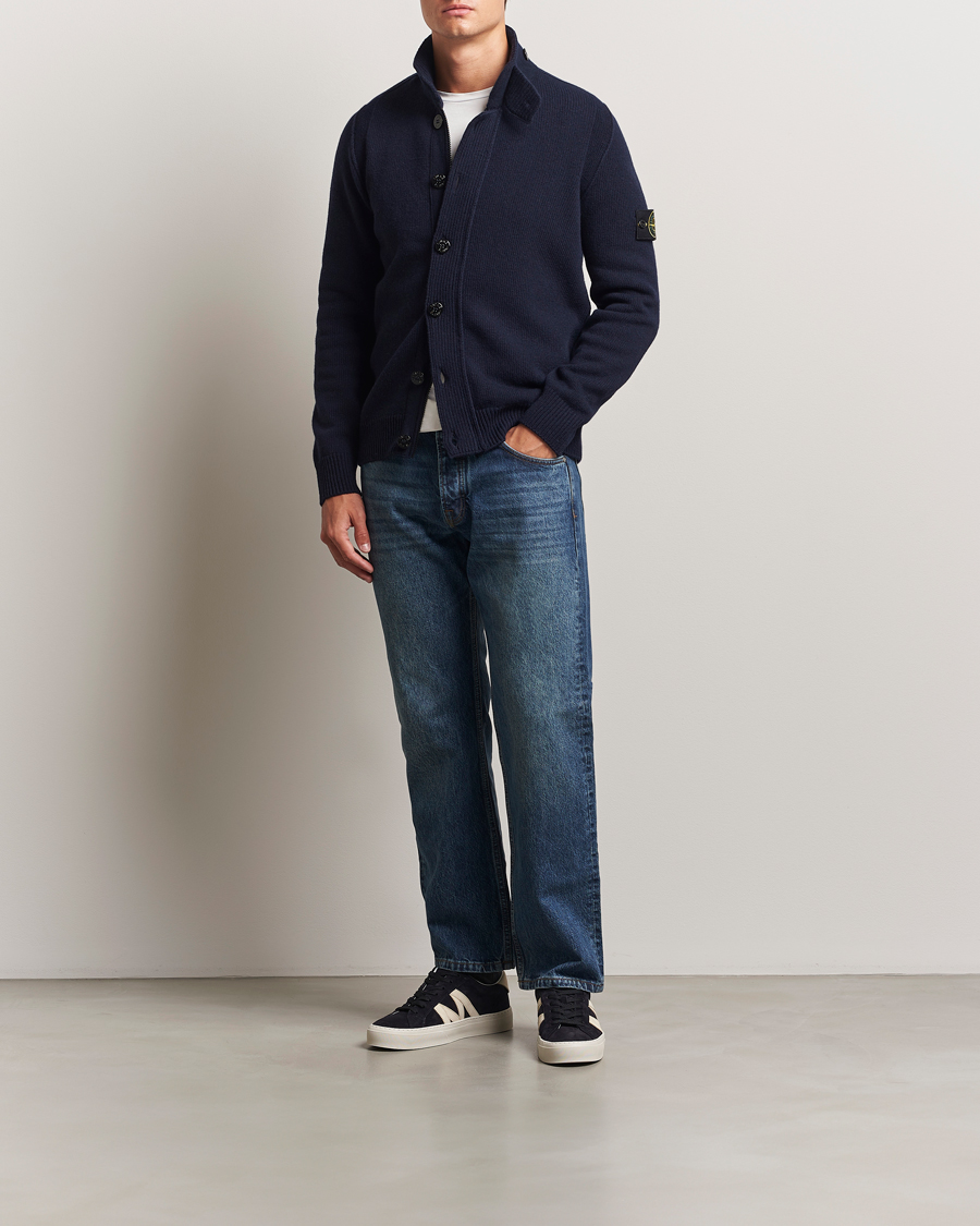 Stone Island Knitted Lambswool Zip Cardigan Navy