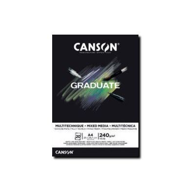 Canson Graduate Mix Media - Bloc dessin - A5 - 240 gr - noir