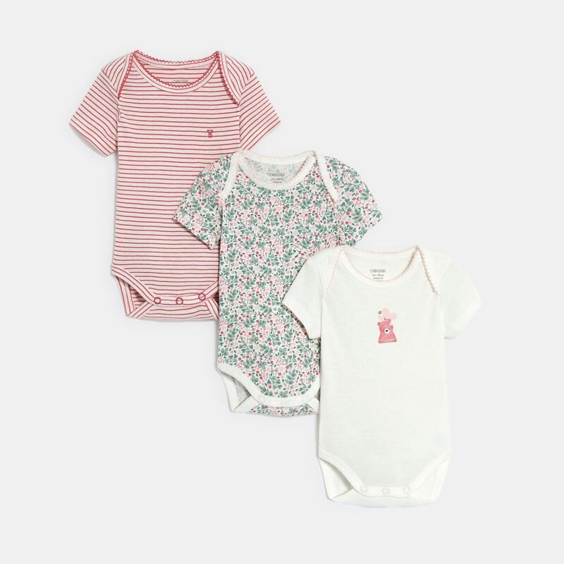 Body manches courtes vert bébé fille (lot de 3) Vert