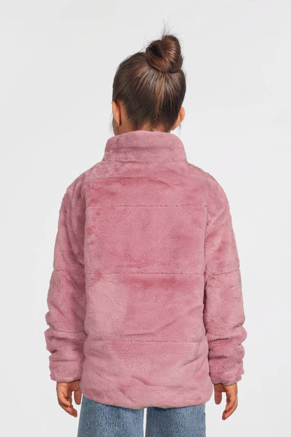 NAME IT gewatteerde imitatiebont winterjas NKFMILA roze