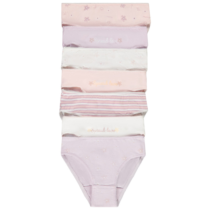 Lot de 7 culottes en jersey imprimé fleuri pour fille