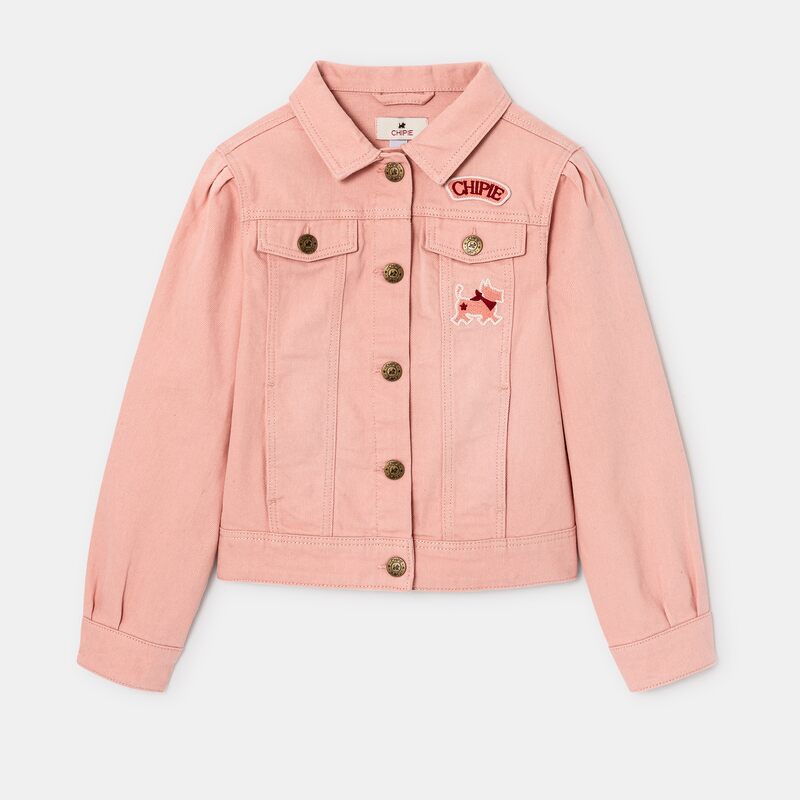 Veste en denim rose brodée fille Chipie