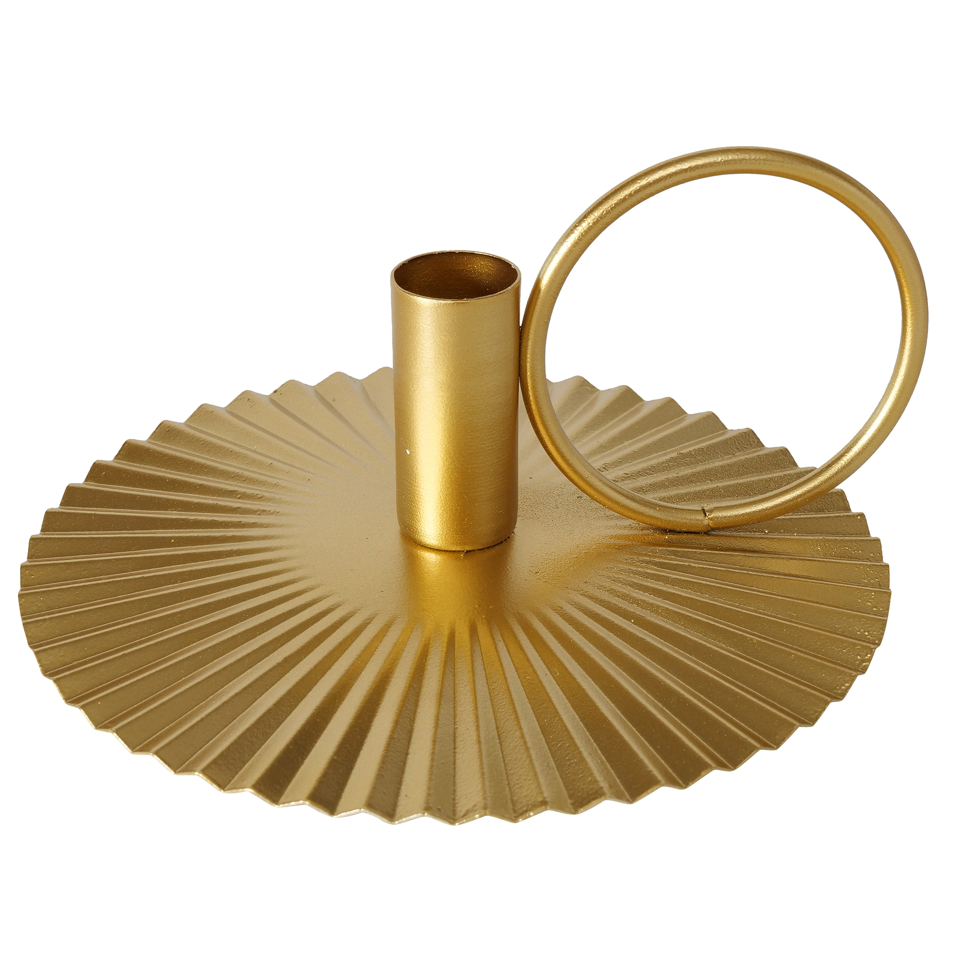 Kerzenleuchter - gold - rund - mit Henkel