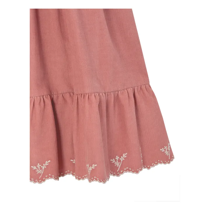 Emile et Ida Robe Midi Velours Milleraies Brodée | Rose