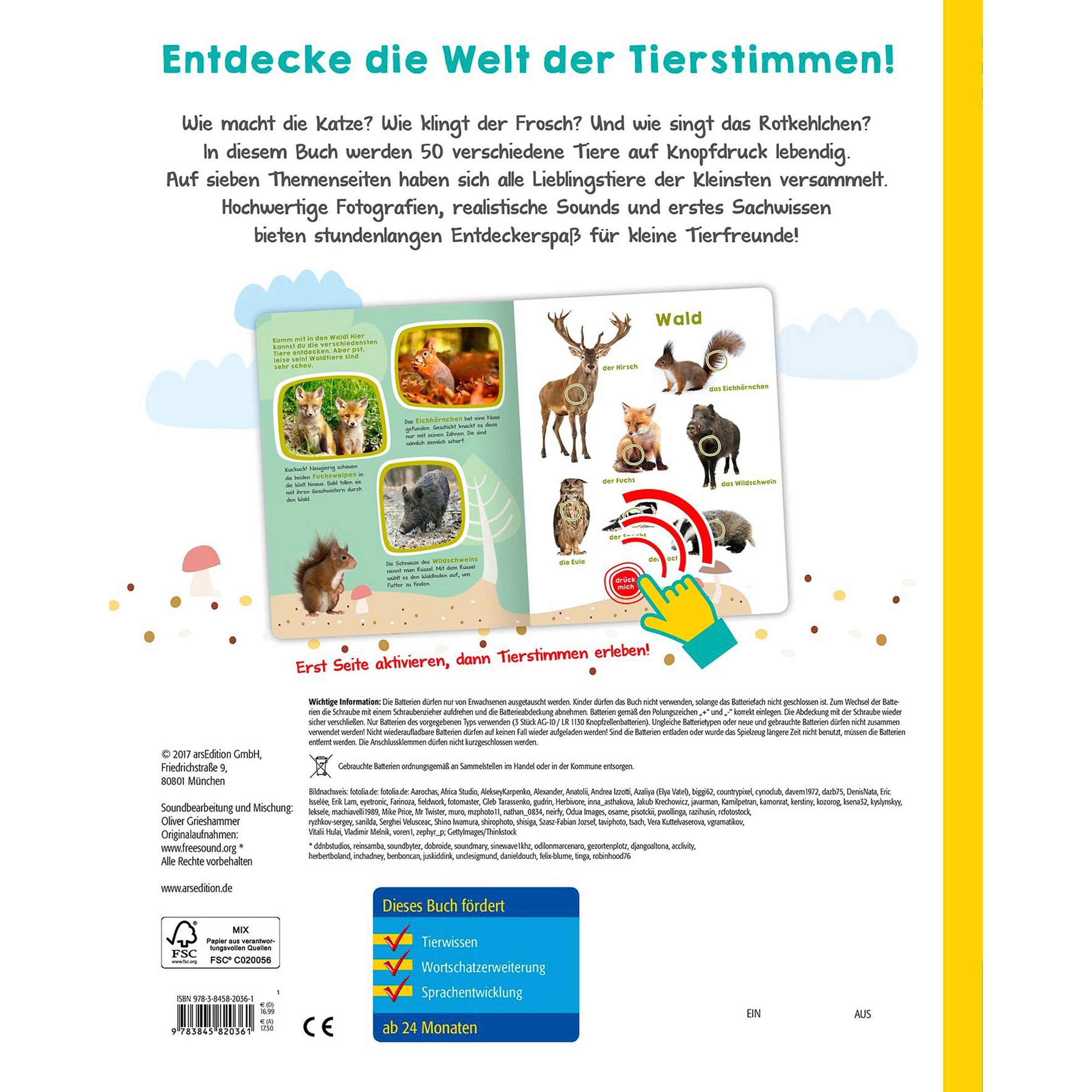 arsEdition Soundbilderbuch Mein großes Buch der Tiergeräusche