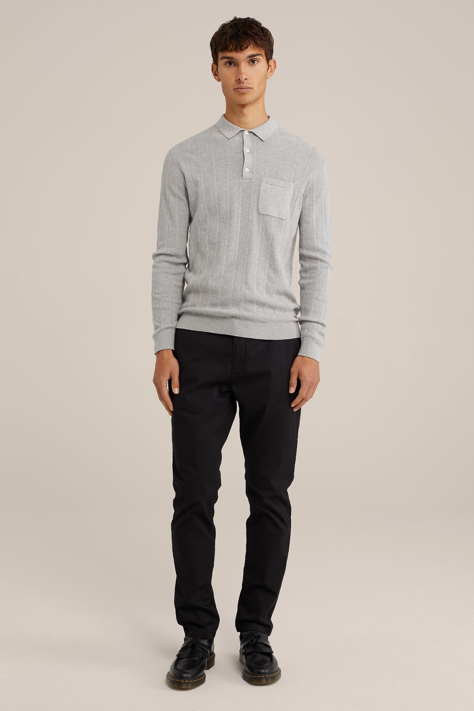 slim fit chino met stretch Fundamentals Zwart