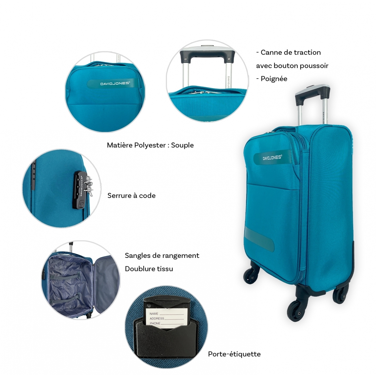 David Jones Valise cabine passe-partout souple David Jones 55cm