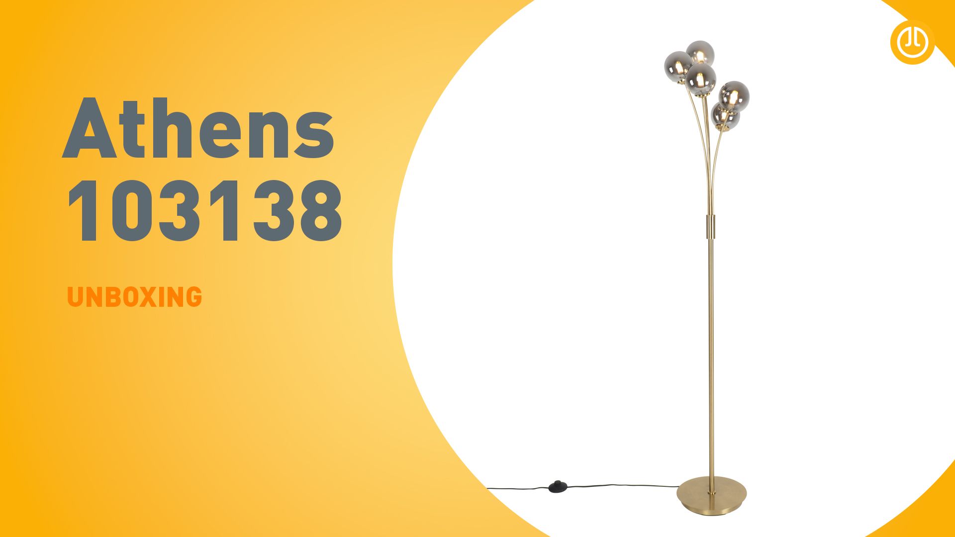 Moderne vloerlamp goud 5-lichts met smoke glas - Athens
