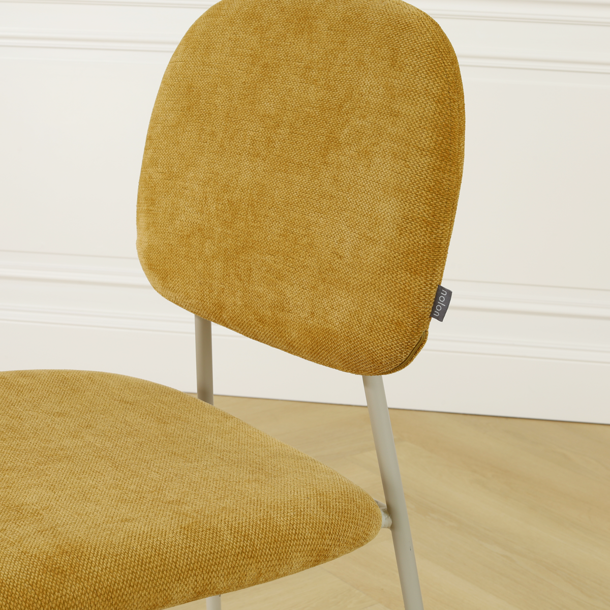 Eetkamerstoel Jasmijn warm oker  - grijsbeige onderstel