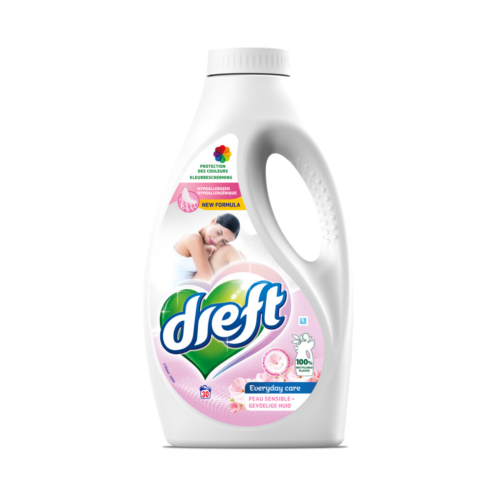 Dreft Pure Vloeibaar Wasmiddel Gevoelige huid 30 Wasbeurten1,5 liter