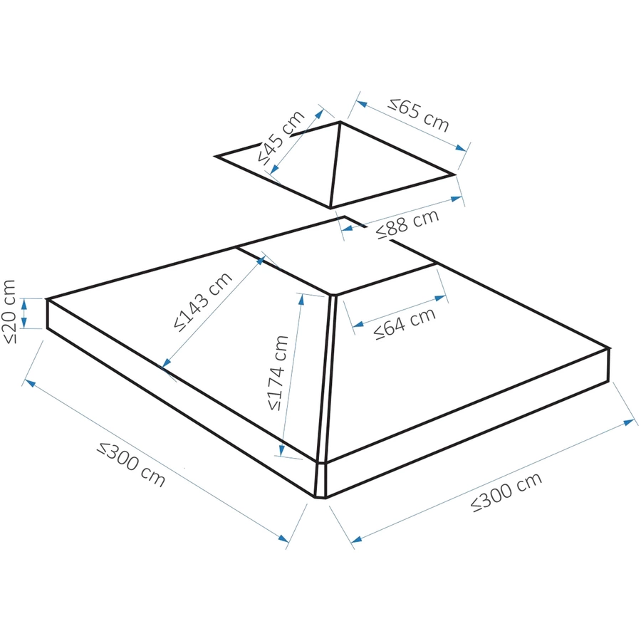 Outsunny Pavillondach für Metall-Gartenpavillone kohlegrau