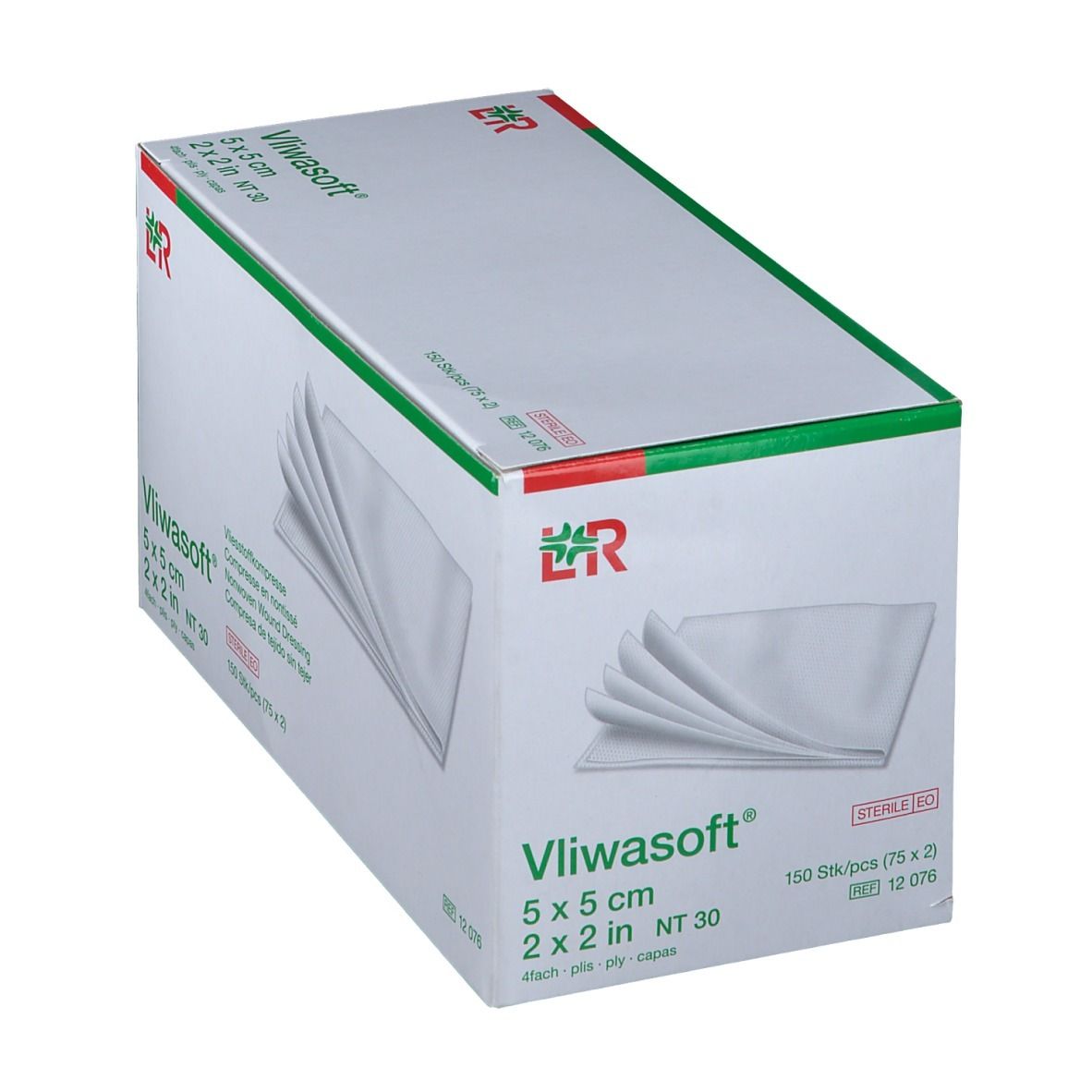 Vliwasoft® Vliesstoffkompresse 5 cm x 5 cm 4lagig steril