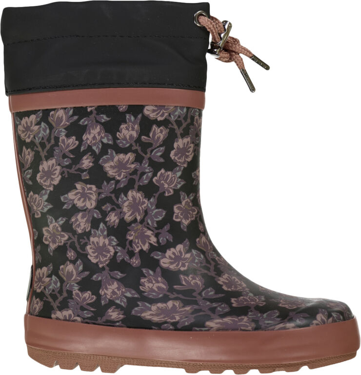 Wheat Printet Termo Gummistøvle Black magnolia