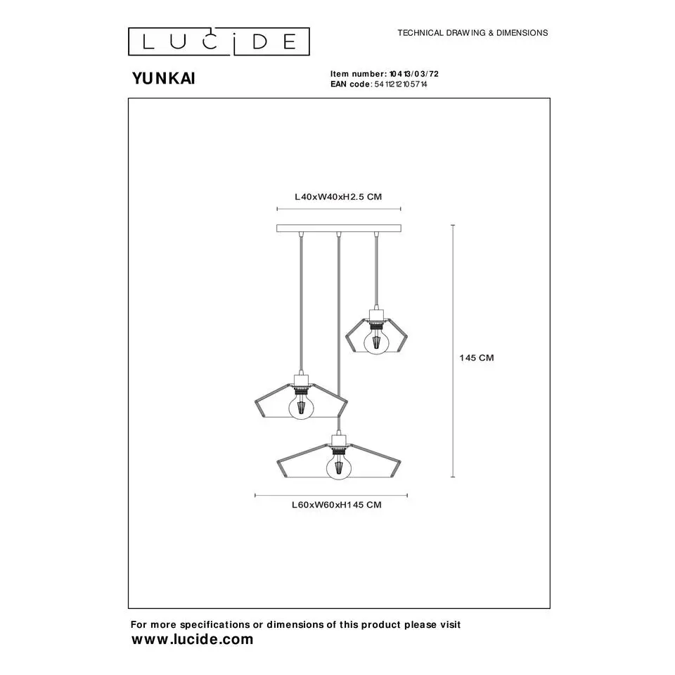 Lucide YUNKAI Hanglamp - Naturel