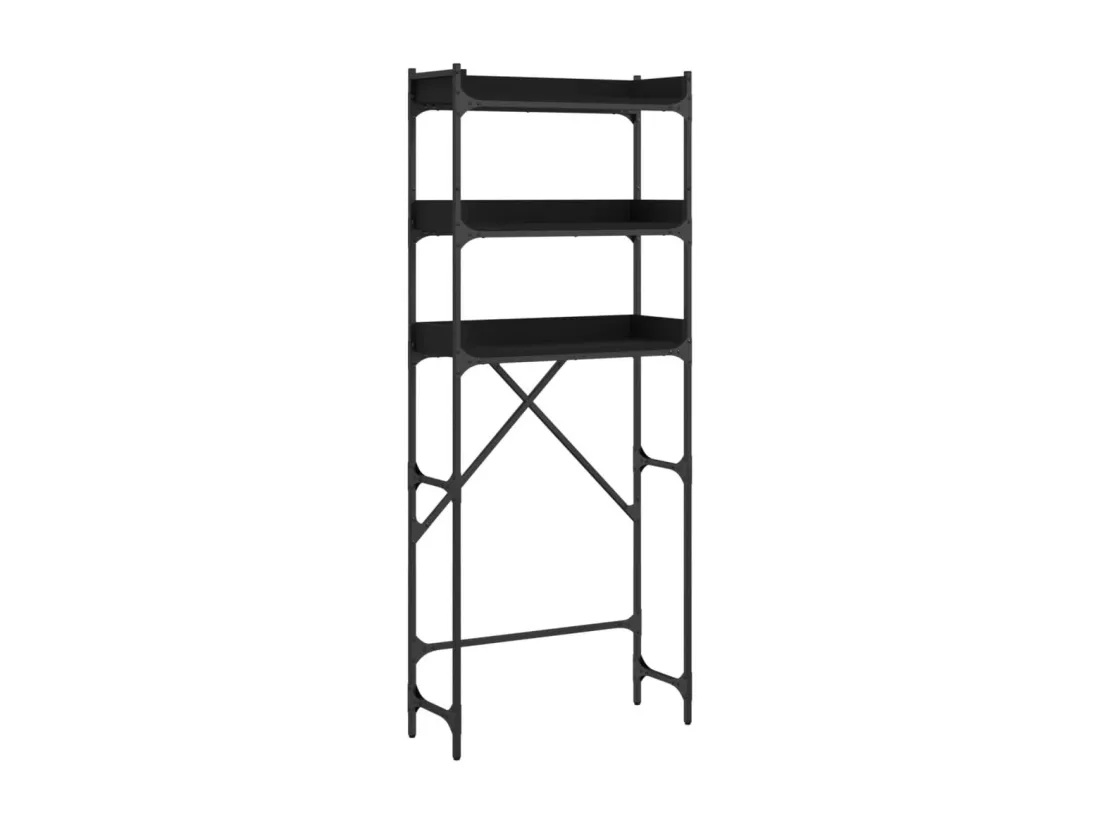 Étagère de lave-linge noir 67x25x163 cm bois d'ingénierie