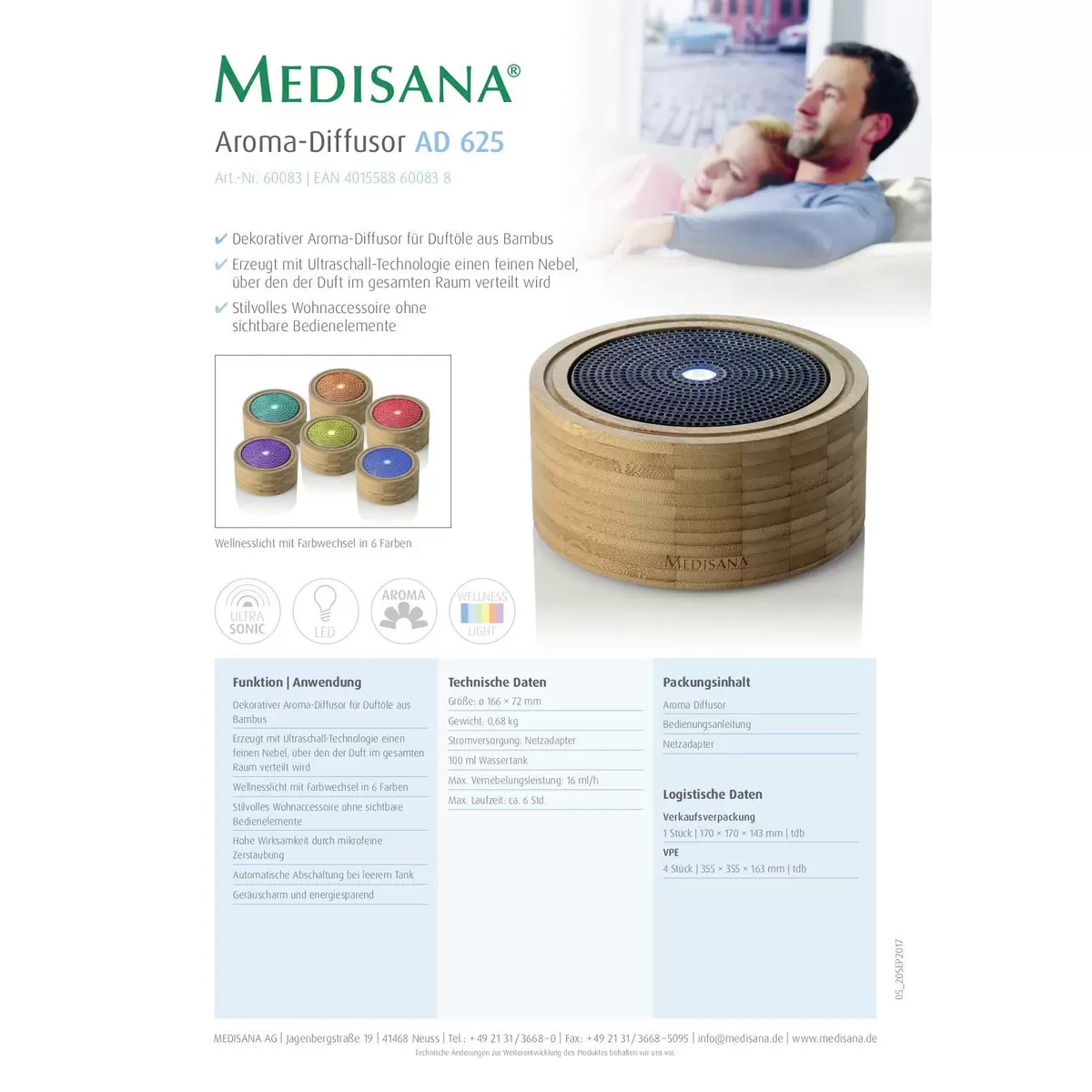 Aroma Diffusor AD625 Medisana Natur
