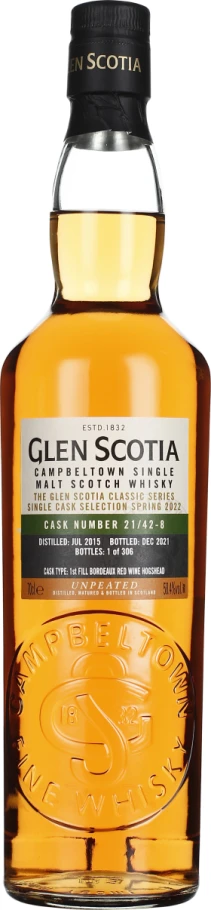 GLEN SCOTIA VINTAGE 2015 BORDEAUX SINGLE CASK 70CL